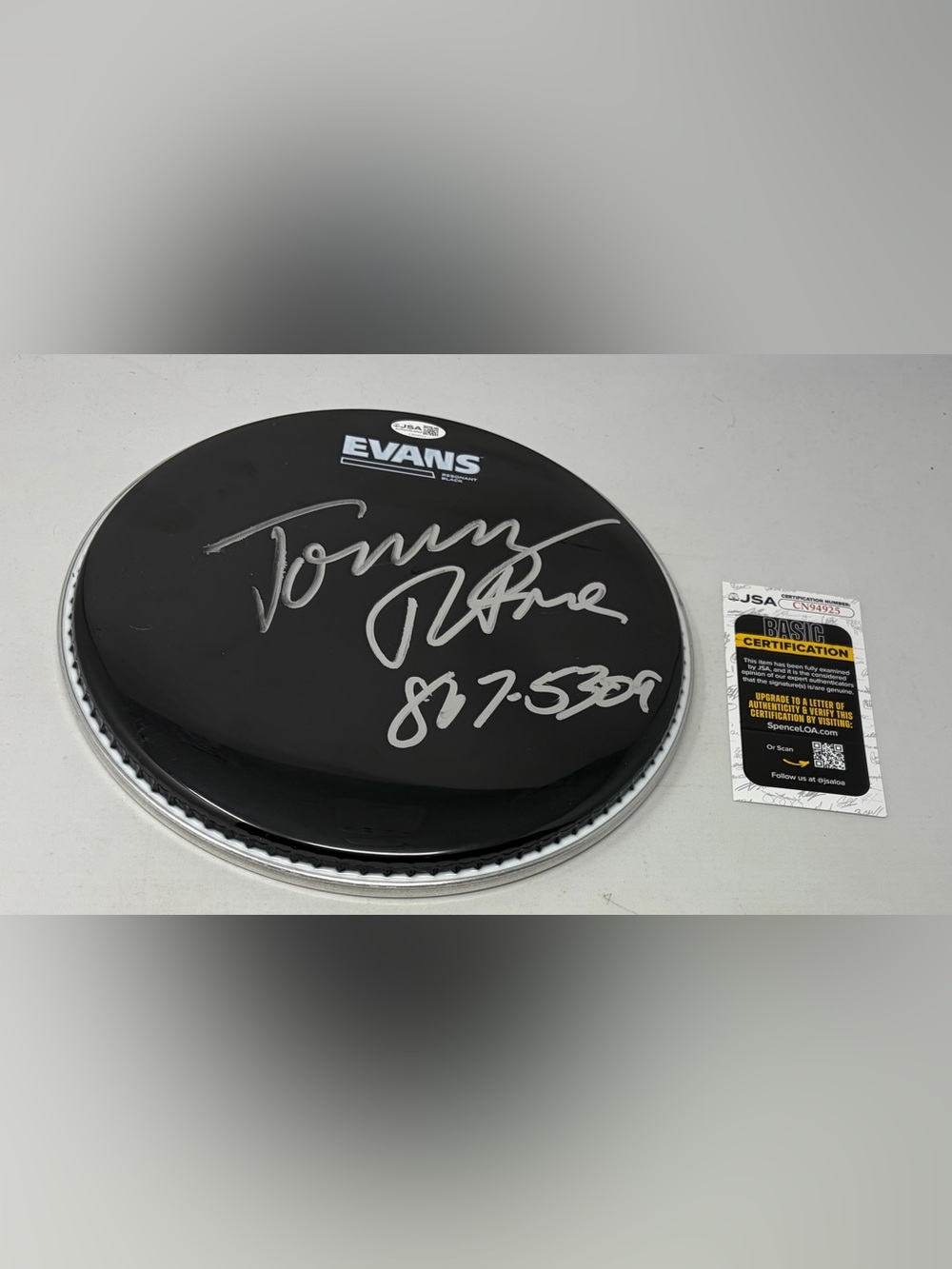 Tommy Tutone signed Drumhead JSA COA